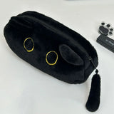 Cifeeo-Back To School Gifts Black Cat Pencil Case School Supplies Pencil Case Girls Large Capacity Plush Cute Stationery Estuche Escolar Pencils Cases