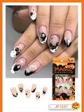 Christmas Cifeeo False Nails Press On Set Almond Black Ghost Design Long Fake Nail Pumpkin Pressure Decorated Adhesive Nail Tips 24Pcs