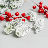 20/10 Pcs Artificial Flocking Pine Needles Branches Fake Tree Branches DIY Leaves for Christmas Wreaths Party Holiday Decor