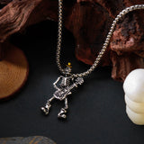 Cifeeo-Halloween Jewelry Retro Gothic Men's Necklace Silver Color Skull Playing Guitar Music Pendant Punk Rock Motorcycle Hip Hop Party Jewelry Gifts