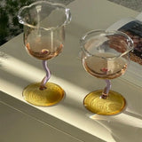 CIFEEO-Cute Bell Orchid Shape Mouth Cup Glass Mug  Transparent  Champagne Juice Cocktail Glass Goblet Wine Glass Borosilicate Glass