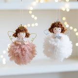 New Year Gift White Pink Christmas Angel Doll Tree Ornament Xmas Decoration for Home Natal Navidad Cute Holiday Gift Decor