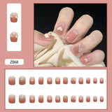 Cifeeo- 24pcs/box Detachable Fake Nails with Heart and Butterfly Full Nail Art Tips Nail Artificial False Nails Tips with Wearing Tool