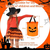 Cifeeo-LED Light Halloween Trick or Treat Bucket Pumpkin Candy Bags Collapsible Halloween Basket for Thanksgiving Party Gift Basket