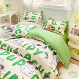 Cifeeo-Ins Pastoral style Yellow Small Flowers Bedding Set Twin Queen Size Duvet Cover Flat Sheet Pillowcase Princess Girl Bed Linen