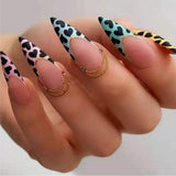 Cifeeo Fashion Long Stiletto False Nails With Designs Matte Leopard French Almond Fake Nails Press On Nails 2022 New Nail Tips