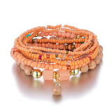 Cifeeo-Christmas Gift New Year's Eve Gift 8Pcs Boho Colorful Rice Beads Bracelet Set For Women Summer Elastic  Beaded Chain Bangle Girls Fashion Jewelry Accessories