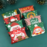 Cifeeo-24/12pcs Christmas Pillow Shape Candy Box Merry Christmas Kraft Paper Gift Box Packging Kids Favors Happy New Year Navidad 2024