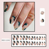 Cifeeo 24Pcs Long Coffin False Nails with Glue Wearable Brown Fake Nails with   Rhinestones Ballet Press on Nails Full Cover Nail Tips