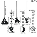 Cifeeo-6pcs Halloween Hanging Banner Garland Scary Spider Witch Ghost Bat Pendant Ornament Happy Halloween Party Decorations for Home