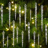 Cifeeo-12/24/36pcs Crystal Clear Christmas Tree Ornaments Icicle Decorations For Holiday & Winter Party Decor Holiday Decorations