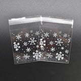 Cifeeo-50Pcs Snowflake Christmas Plastic Candy Cookie Biscuits Snack Packaging Bag Adhesive Gift Bags for Home Wedding Birthday Party