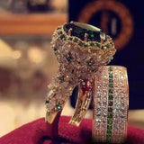 Cifeeo-Christmas gifts idea Winter outfits Christmas outfits Elegant  Gold Color Hip Hop Ring for Women Fashion Inlaid Zircon Red Stones Wedding Rings Set Party Bridal Engagement Jewelry