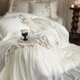 Cifeeo-1000TC Egyptian Cotton Romantic French Wedding Bedding Set Lace Ruffles Flowers Embroidery Duvet Cover Bed Sheet Pillowcase 4Pcs