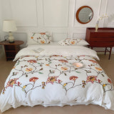 Cifeeo-100% Cotton Bohemia Style Flowers Embroidery Queen King Size 4pcs Bedding Set Vintage Rural Duvet Cover Set Bed Sheet Pillowcase