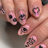 Cifeeo 24Pcs Detachable Almond False Nails French Fake Nails Full Nail Art Tips Press On Nails