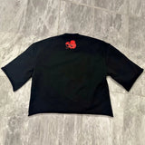 Cifeeo-Cotton skull print black short-sleeved T-shirts men 2024 summer comfortable versatile American retro gothic basketball y2k tops