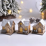 Cifeeo-Christmas LED Light Wooden House Luminous Cabin Merry Christmas Decorations for Home DIY Xmas Tree Ornaments Kids Gift New Year