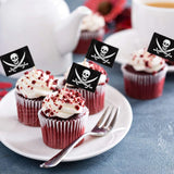 Cifeeo-Pirate Flag Toothpicks Cupcake Topper For Kids Boys Pirate Theme Birthday Party Cake Decoraiton Halloween Cocktail Pick Supplies