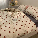Cifeeo-Nordic Pink Black Checkerboard Duvet Cover Set with Pillowcase Bed Sheet Kid Girls Bedding Sets Full Queen Twin Kawaii No Filler