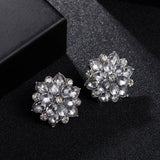 Cifeeo-Christmas gifts Exquisite Zircon Christmas Snowflake Stud Earrings for Women Shiny Rhinestone Crystal Flowers Earring Christmas New Year Gifts