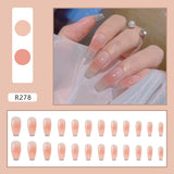 Cifeeo 24Pcs/Set Full Cover False Nail Tips Shining Fashion Medium Length Silvery Fake Nails With Glue Nail Art Europen Manicure Tips