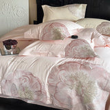 Cifeeo-Pink Blue Champagne Flowers Embroidery Luxury Bedding Set 1000TC Egyptian Cotton Duvet Cover Flat/Fitted Bed Sheet Pillowcases