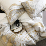 Cifeeo-Modern Art Gold Embroidery 100S Egyptian Long-staple Cotton Luxury Bedding Set Quilt Cover Bed Linen Pillow Shams Bedclothes