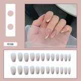 Cifeeo 24Pcs/Set Full Cover False Nail Tips Shining Fashion Medium Length Silvery Fake Nails With Glue Nail Art Europen Manicure Tips