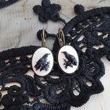 Cifeeo-Gothic Vintage Raven Cameo Earrings For Women Girls Fashion Witch Jewelry Accessories Gift Elegant 3D Raven Drop Ear Hooks Trend