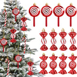 Cifeeo-6pcs/box Christmas Tree Pendant Red Star Candy Snowflake Xmas Ball Ornament New Year 2025 Home Decoration Noel Gift Navidad 2024