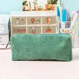 Cifeeo-Back To School Gifts Corduroy Pencil Case School Supplies Pencil Case Girls Retro Simple Large Capacity Estuche Escolar Stationery Pencil Pouch