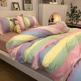 Cifeeo-Nordic Pink Black Checkerboard Duvet Cover Set with Pillowcase Bed Sheet Kid Girls Bedding Sets Full Queen Twin Kawaii No Filler