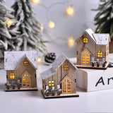 Cifeeo-Christmas LED Light Wooden House Luminous Cabin Merry Christmas Decorations for Home DIY Xmas Tree Ornaments Kids Gift New Year