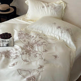 Cifeeo-Bedding Set 800TC Lyocell Eucalyptus Fiber Soft Silky Breathable Butterfly Flowers Embroidery Duvet Cover Bed Sheet Pillowcases