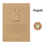 Cifeeo-Christmas Gift New Year's Eve Gift Fashion Moon Star Necklaces For Women 12 Months Crystal Birthstone Pendant Chain Men Trendy Birthday Party Jewelry Gift