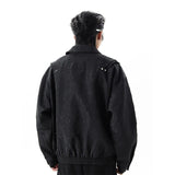 Cifeeo-Winter Outfits Men chill guy Men's Light Luxury Korean Popular Zipper Short Flight Jacket Leisure Long Sleeve Solid Color Vintage Streetwear Texture Coat
