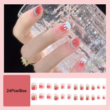 Cifeeo  Summer Lemon False Nails With Designs French Square Head Short Fake Nails Press On Nails Watermelon Nail Tips Beauty Manicure