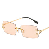 Cifeeo-Cool Sunglasses Blue Rectangular Sunglasses Rimless Men Metal Fashion Square Sun Glasses For Women Gradient Lens Frameless 2024 UV400