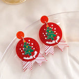 Cifeeo-Christmas Gift idea Silver Needle Holiday Earrings for Women Christmas Acrylic Earrings Double Side Design Christmas Tree Gingerbread Decoration