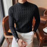 Cifeeo-Winter Outfits Men chill guy Men's Korean Review Clothes Light Luxury Slim Knit Pullover Sweater Long Sleeve Streetwear Leisure Basic Shirts Fashion Knitwear