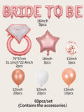 Cifeeo-69Pcs Bride To Be Balloons Set Wedding Decoration Rose Gold Diamond Balloon Ring Foil Balon Confetti Globos Party Suppliers
