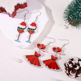 Cifeeo-Christmas Gift idea Christmas Earrings for Women Acrylic Lightweight Christmas Party Wine Glass Clothes Cute Cat Pendant Earrings Gift