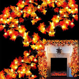 Cifeeo-1.5M/3M/6M LED Decorations Maple Leaf Garland String Lights for Indoor Outdoor Garden Home Party Halloween Fireplace Harvest