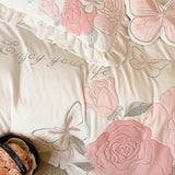 Cifeeo-Autumn and Winter Bedding Set Velvet Duvet Cover Set Lace Ruffles, Butterfly Flowers Embroidery, Princess Bedding Set, Thickened Warmth, Bed Sheet Pillowcases