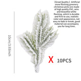 20/10 Pcs Artificial Flocking Pine Needles Branches Fake Tree Branches DIY Leaves for Christmas Wreaths Party Holiday Decor