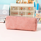 Cifeeo-Back To School Gifts Corduroy Pencil Case School Supplies Pencil Case Girls Retro Simple Large Capacity Estuche Escolar Stationery Pencil Pouch