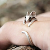 Cifeeo-Cute Mouse Shape Open Ring for Women Antique Silver Color Modern Fashion Girls Finger Accessories Hip Hop Party Jewelry