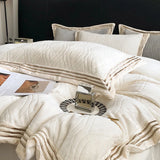 Cifeeo-4Pcs Luxury Winter Thickened Carved Velvet Embroidery Bedding Set Queen King Duvet Cover Set Flat/Fitted Bed Sheet Pillowcases
