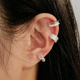 Cifeeo Silver Color Leaves Clip Earrings for Women Men Creative Simple C Ear Cuff Non-Piercing Ear Ear Clip Set Trend Jewelry Gift